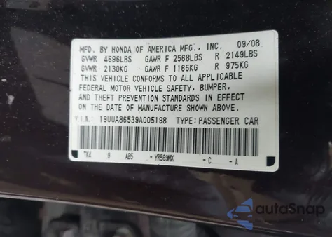 2009 Acura Tl 3.5 z USA, uszkodzony, nr VIN 19UUA86539A005198